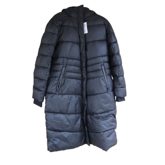 Noize Jackets & Blazers - NWT Noize Celine Long Winter Jacket Hooded Puffer Black Size XL